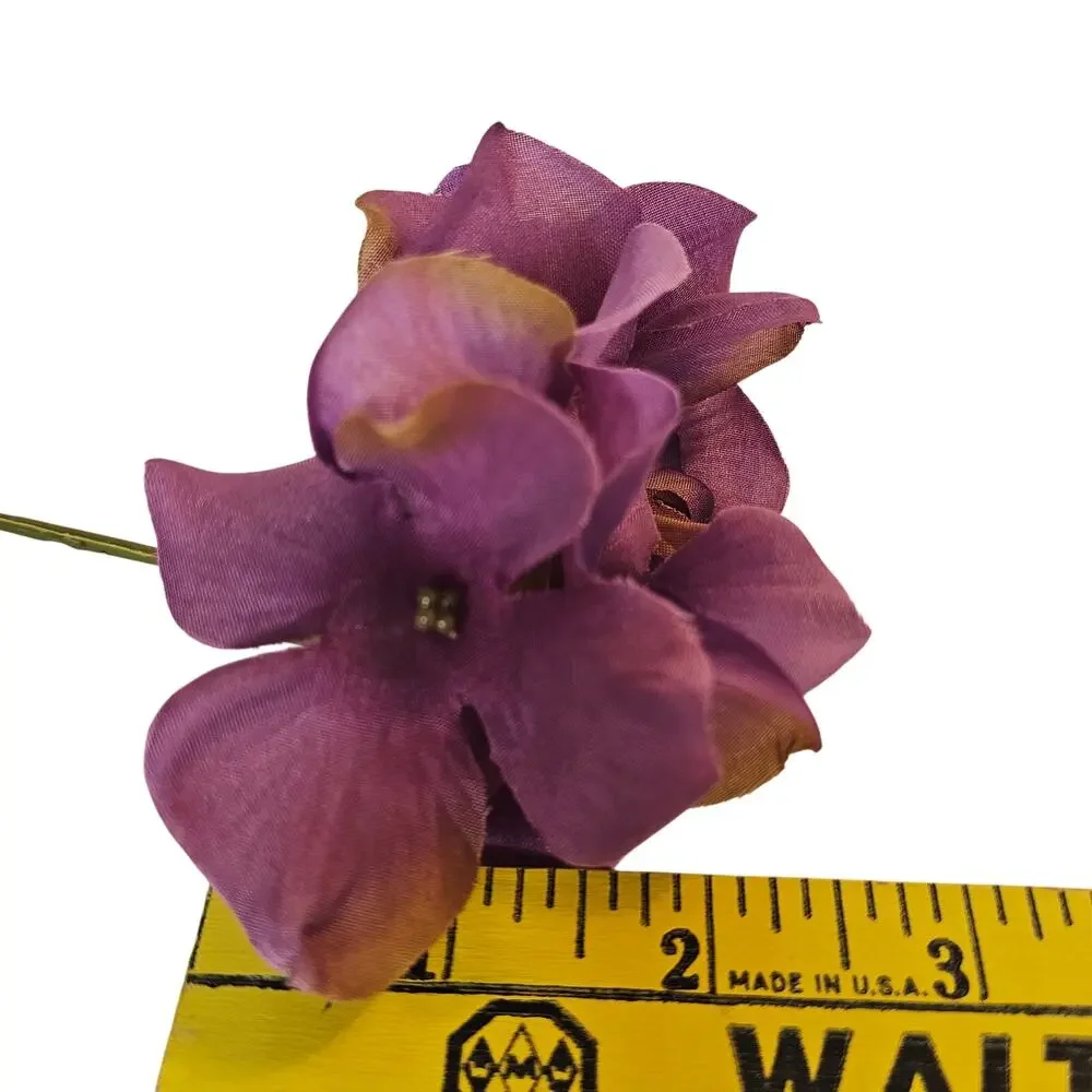 Artificial Silk Flower Stems Beige Purple Floral Craft Wedding Decor Lot of 53
